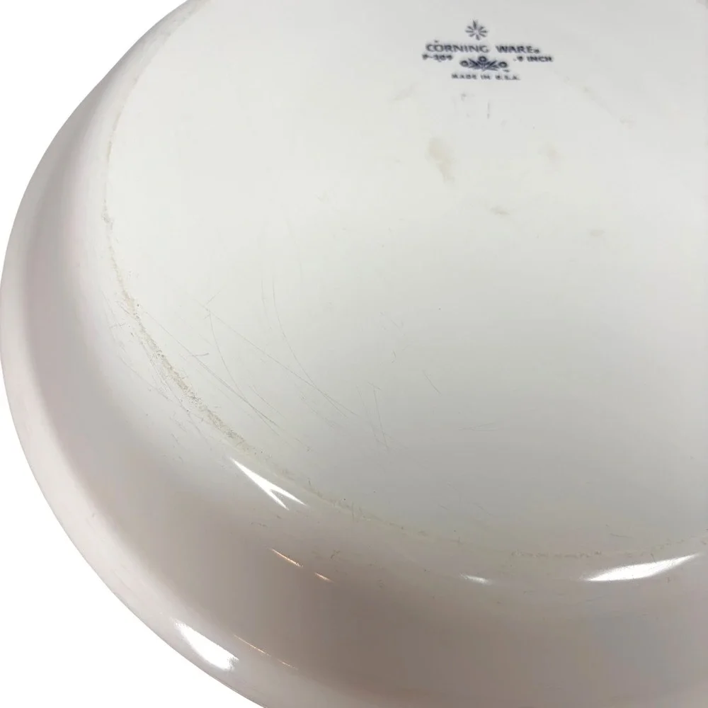 Corning Ware Pie Plate 9 Inch‎ White Good Blue Cornflower P-309 Vintage USA